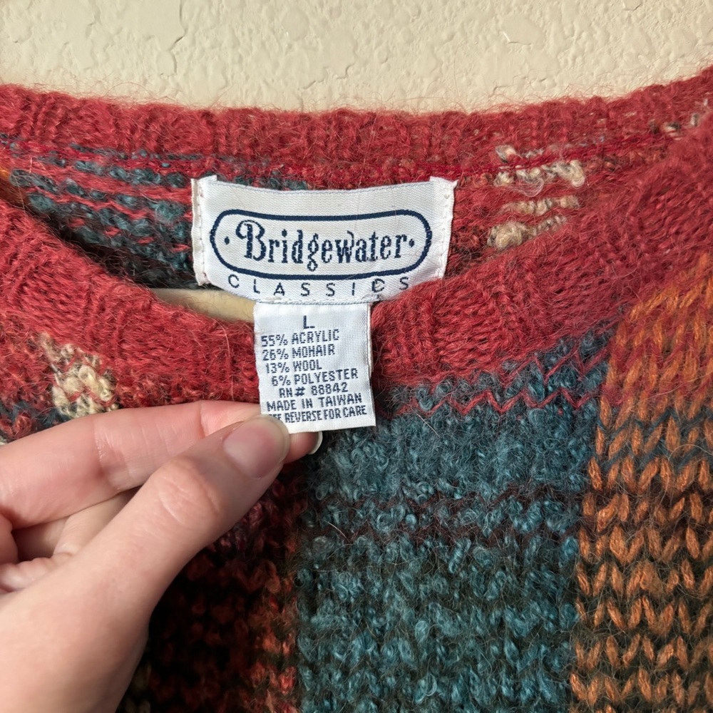 Vintage Multicolor Plaid Crew Neck Sweater - Picture 3 of 10